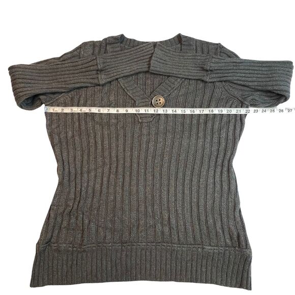 Maurice Sweater Womens 2X Gray Rainbow Rib Knit V Neck Preppy Academia Blouse - Picture 4 of 12